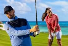 PING Frühjahr/Sommer 2025 Kollektion: Stilvolle Vielfalt Golfer und Golferin auf dem Golfplatz tragen die PING Frühjahr/Sommer Kollektion