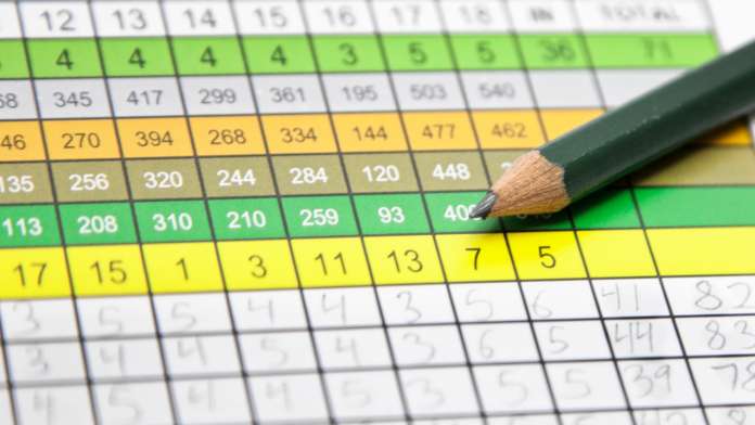 Golf Scorecard und Bleistift