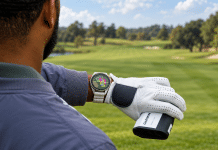 Garmin Approach S72 im Test-Check: Ist das die beste Golf-Smartwatch 2026? Garmin S72 Golfuhr am handgelenk eines Golfers auf dem Platz